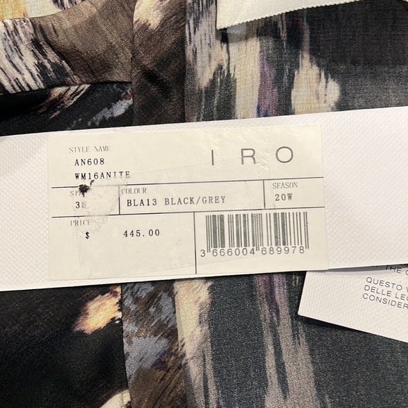 NWT IRO Anite Black & Grey Print 100% Silk Blouse Sz-M/38 - Picture 8 of 10